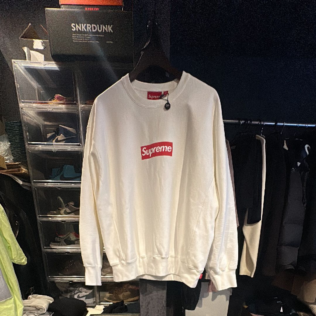 Supreme Washed Box Logo Crewneck "White"