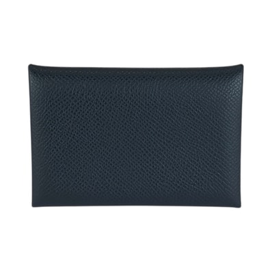 超美品 HERMES エルメス カルヴィ ネイビー シルバー金具 ヴォーエプソン カードケース コインケース 男女兼用 □P刻印 1-0292914 【中古】