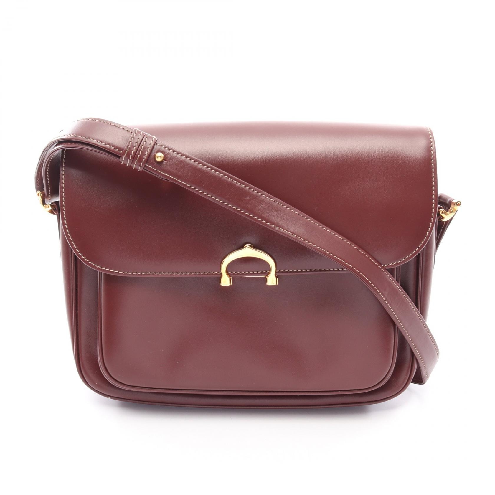 カルティエ CARTIER マストライン ショルダーバッグ バッグ レザー レディース ボルドー系 【中古】