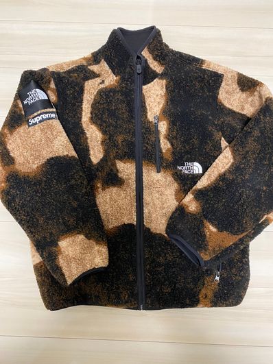 Supreme x The North Face Bleached Denim Print Fleece Jacket "Black"