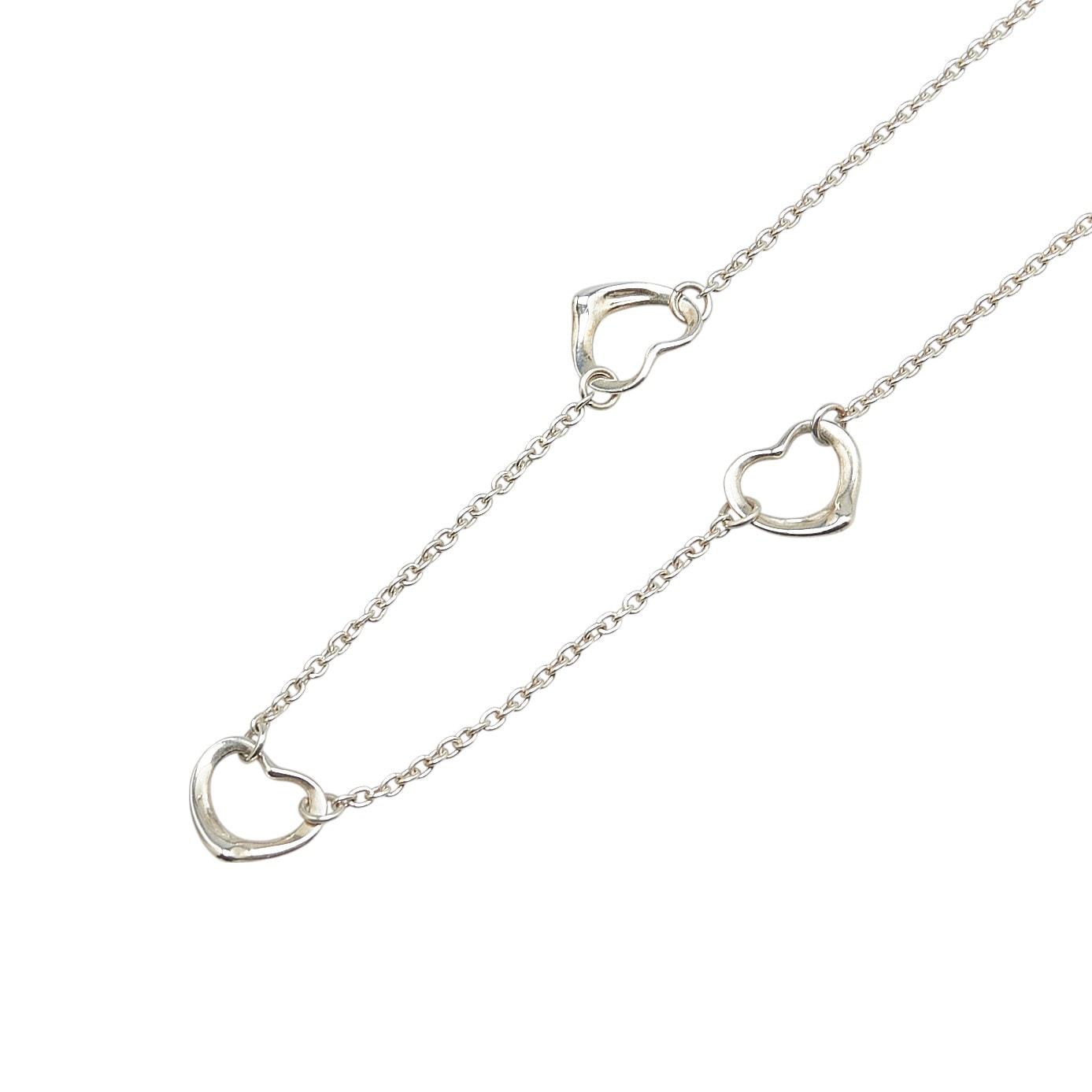 ティファニー エルサ ペレッティ 3P オープンハート  ネックレス スターリングシルバー レディース TIFFANY&Co. 【中古】