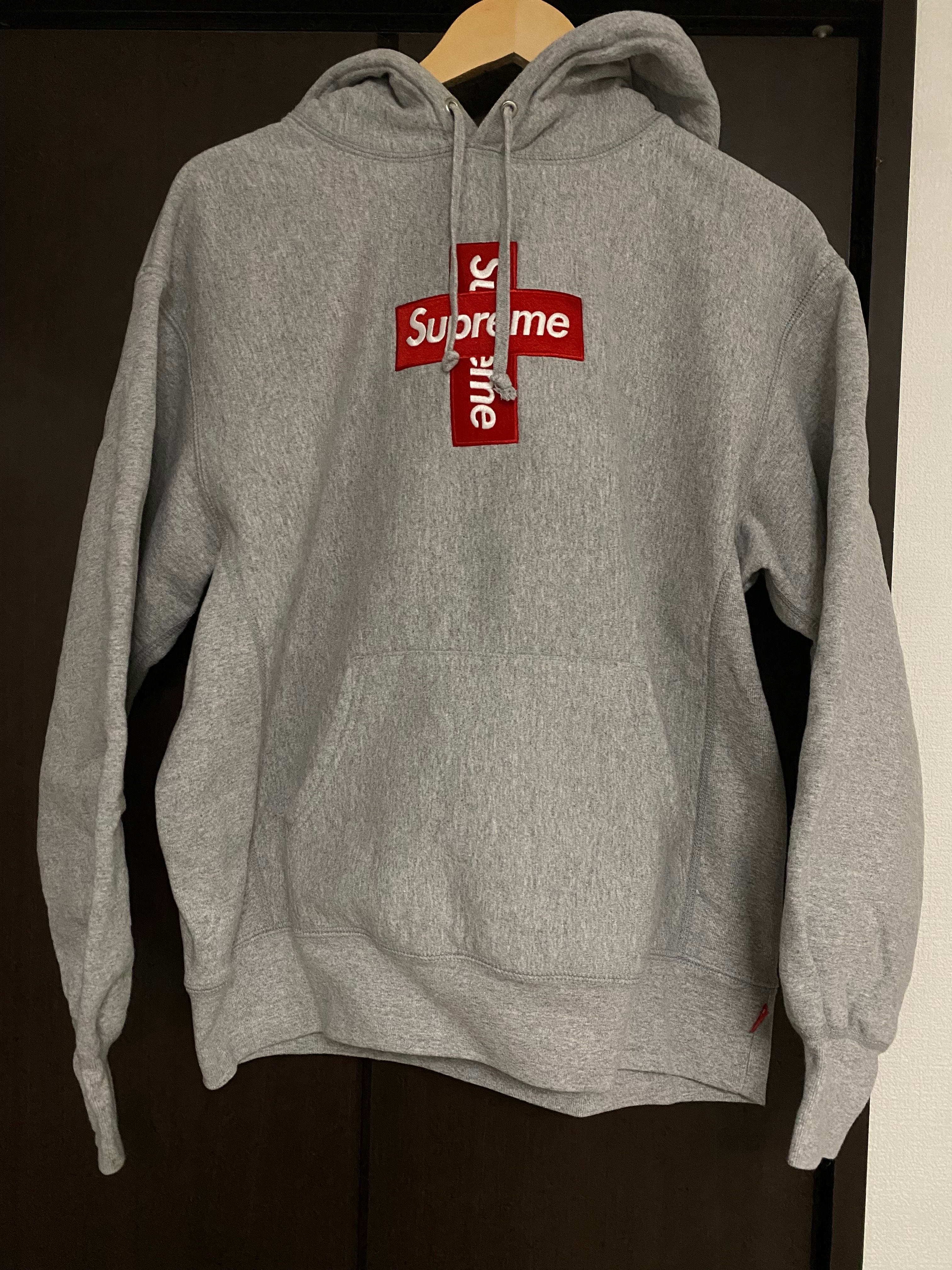 Supreme Cross Box Logo Hooded Sweatshirt "Grey"