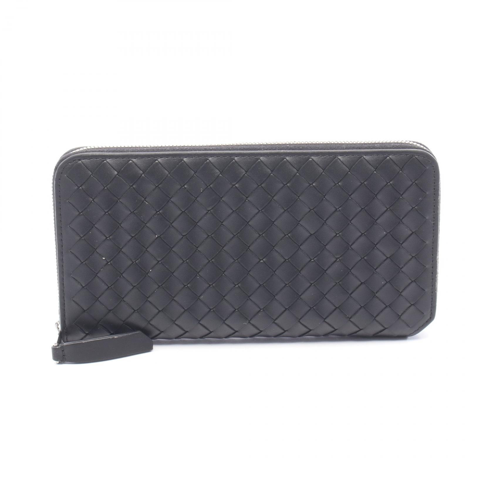 ボッテガヴェネタ BOTTEGA VENETA イントレチャート ピッコロ ジップアラウンドウォレット ラウンド長財布 財布 レザー メンズ ブラック系 796967V4LQ18803 【中古】