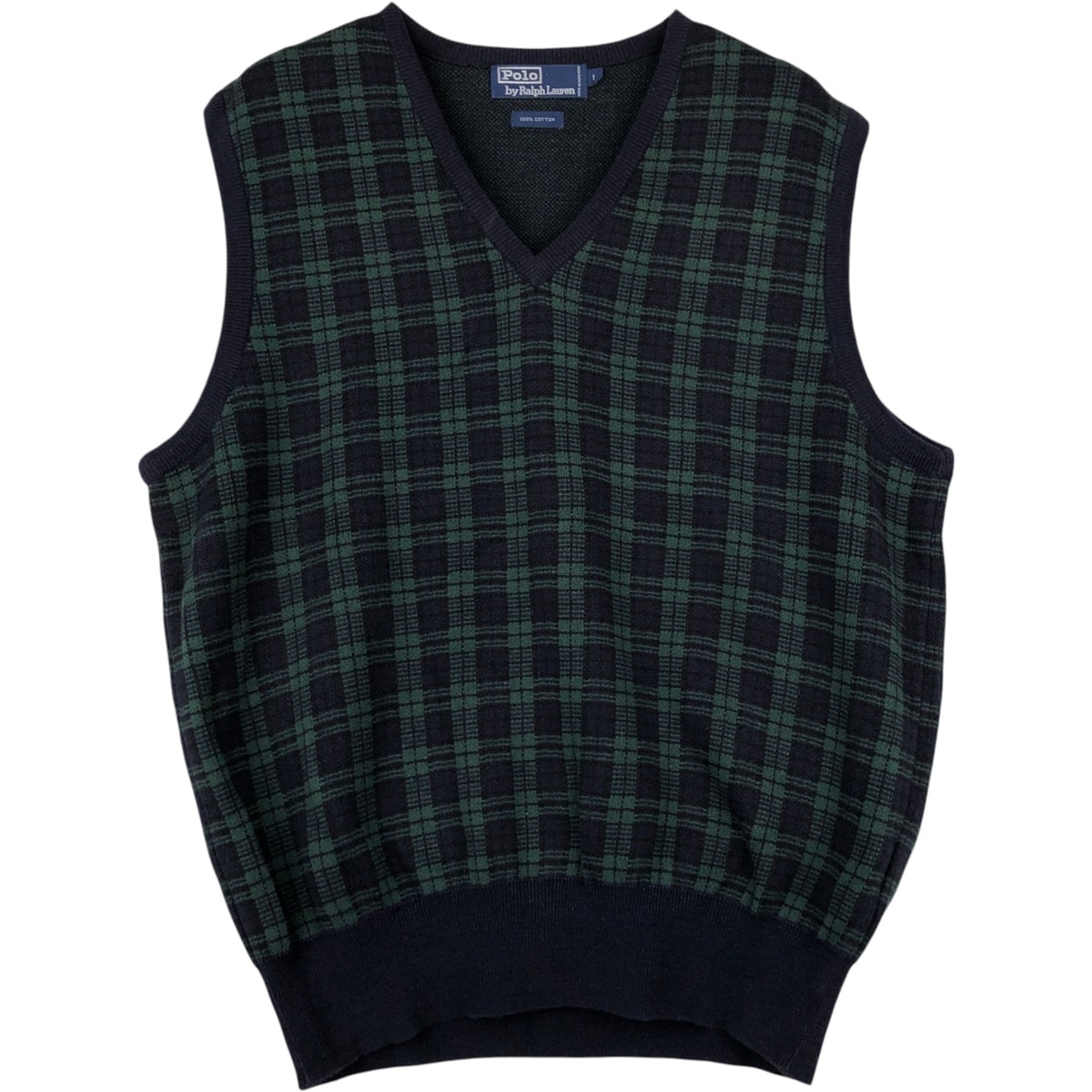 古着 ラルフローレン Ralph Lauren POLO by Ralph Lauren Vネック コットンニットベスト メンズL相当/rab181099