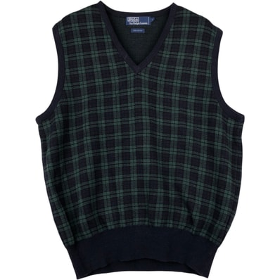 古着 ラルフローレン Ralph Lauren POLO by Ralph Lauren Vネック コットンニットベスト メンズL相当/rab181099
