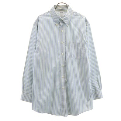 Brooks Brothers ブルックスブラザーズ ストライプ柄 長袖 ボタンダウンシャツ 16 ブルー系