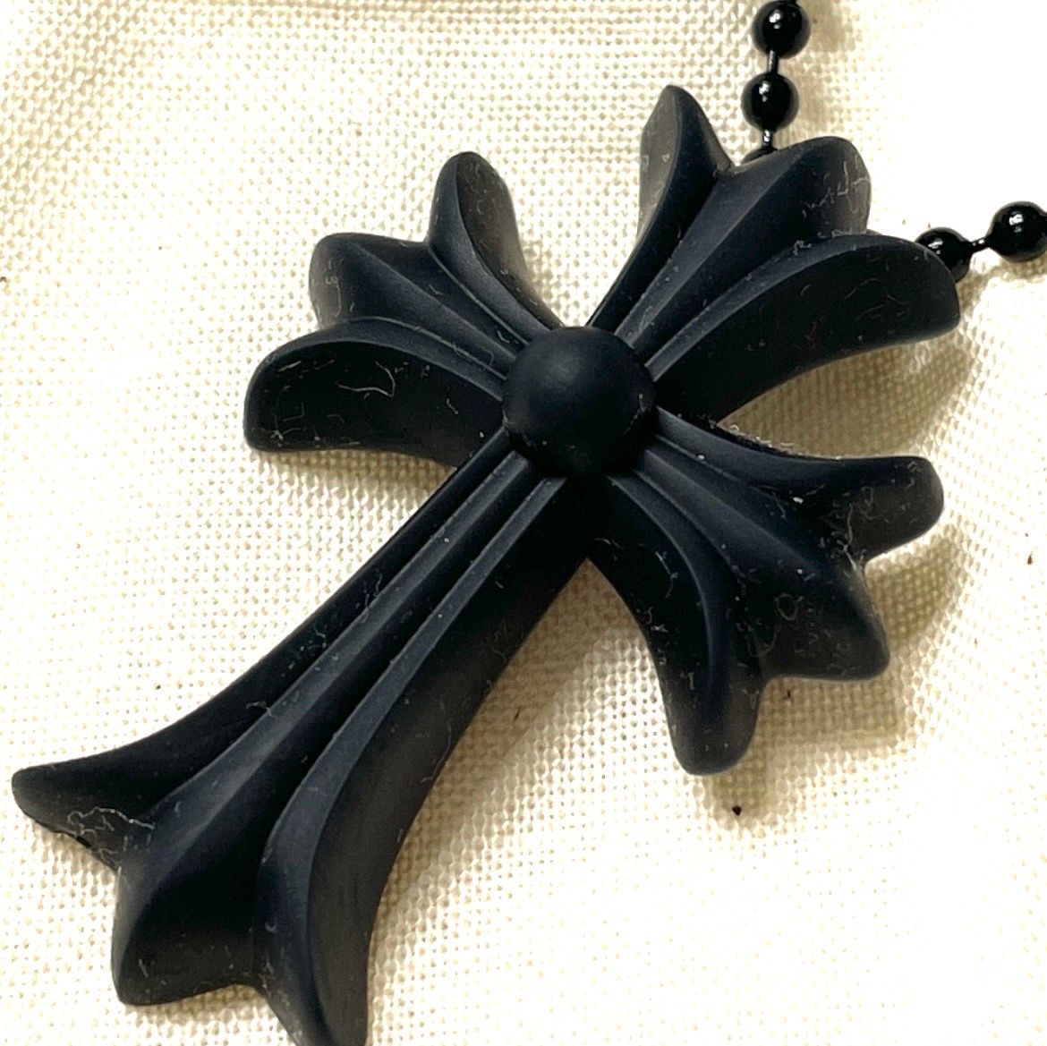 Chrome Hearts Rubber Small CH Cross Silicon Necklace "Black"