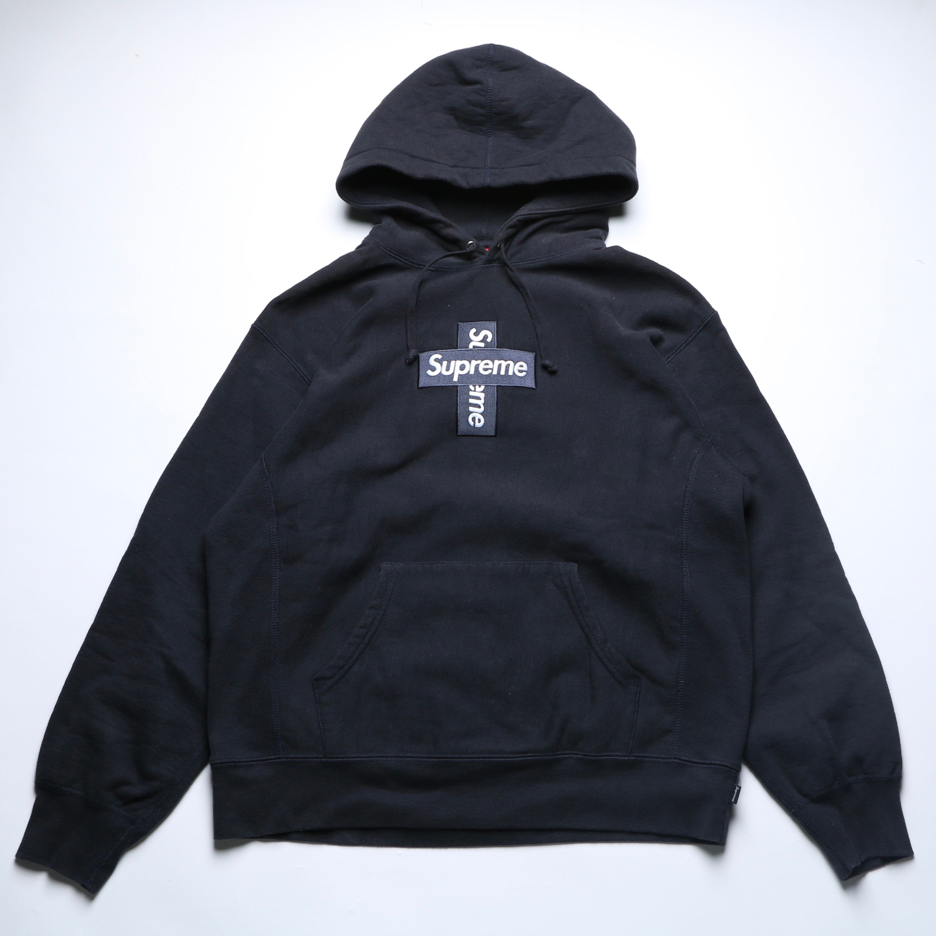 Supreme Cross Box Logo Hooded Sweatshirt "Navy"