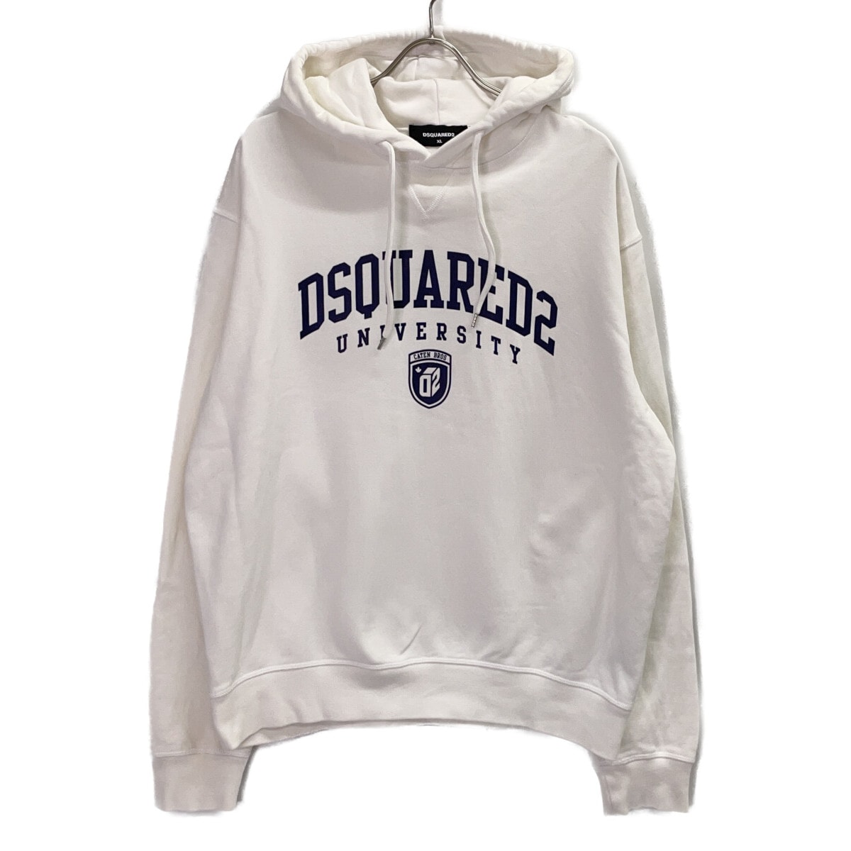 ディースクエアード 23年 S74GU0744 ホワイト ロゴ パーカー XL