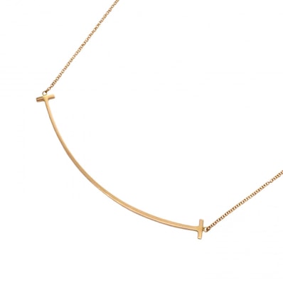 ★最終価格【6jcb0819】ティファニー ネックレス Tスマイル ラージ K18PG ピンクゴールド【中古】レディース