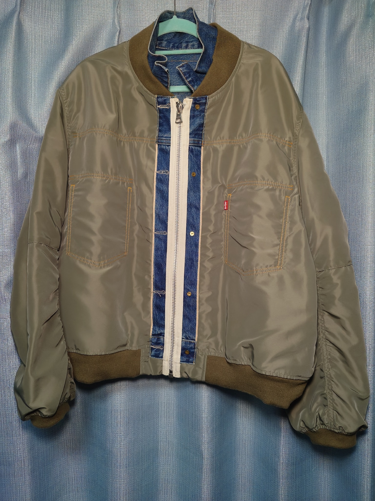 sacai x Levi's Men's Denim x Nylon Twill Reversible Blouson "Blue/Khaki" 25-03707M