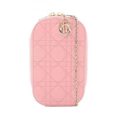 ディオール Dior Lady Dior Call'in Dior フォンホルダー ショルダーバッグ バッグ ラムスキン(羊革) レディース ピンク系 S0872ONMJ 【中古】