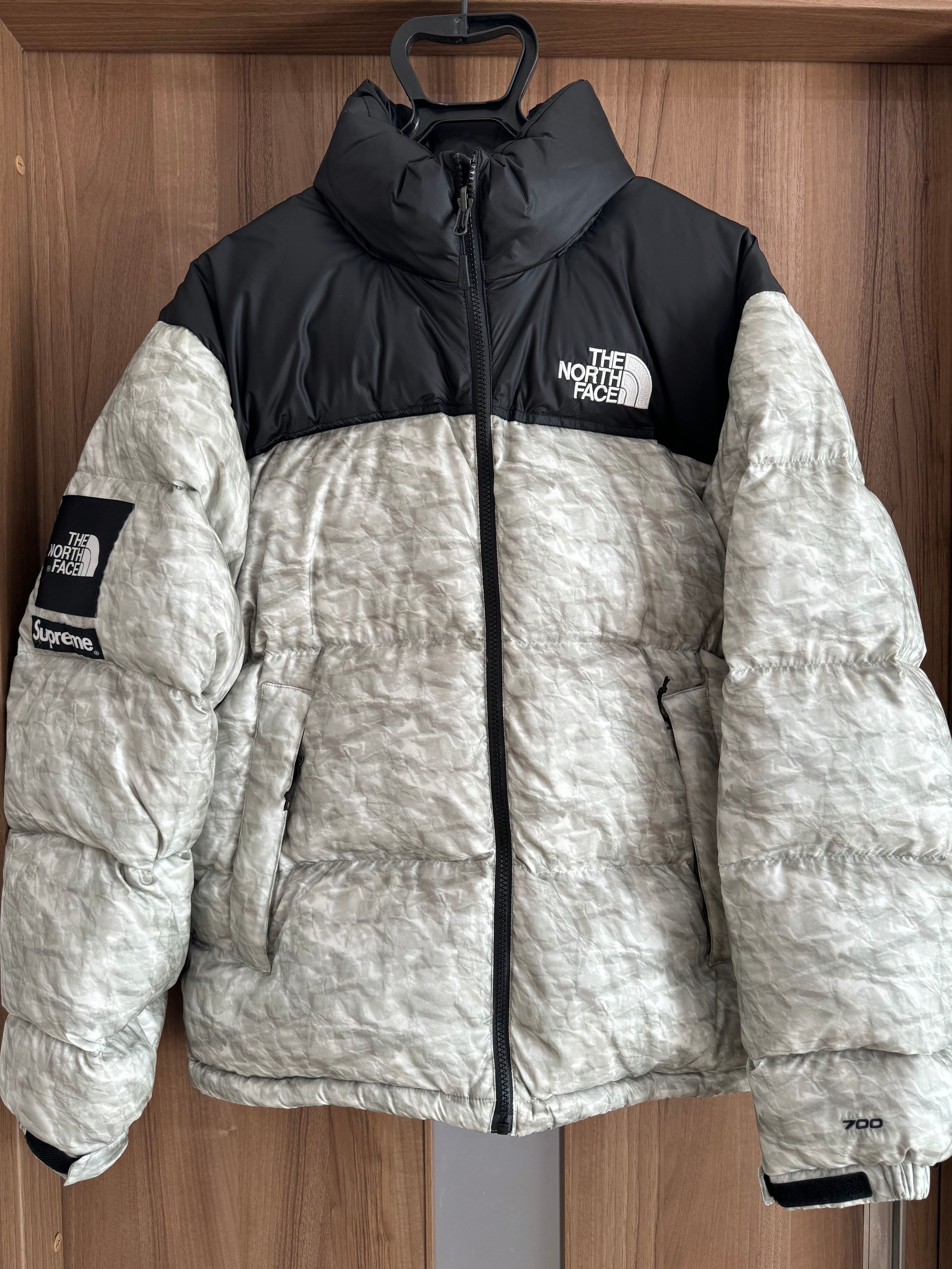 Supreme x The North Face Nuptse Jacket "White Paper Print"