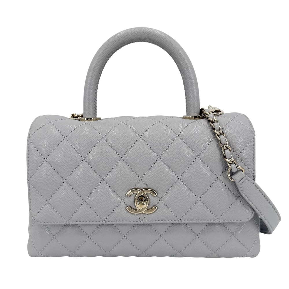 CHANEL シャネル 2WAY マトラッセ ハンドバッグ ショルダーバッグ 肩掛け 斜め掛け チェーンショルダー ターンロック A92990 キャビアスキン    グレー ゴールド金具 レディース【中古品】