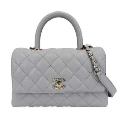 CHANEL シャネル 2WAY マトラッセ ハンドバッグ ショルダーバッグ 肩掛け 斜め掛け チェーンショルダー ターンロック A92990 キャビアスキン グレー ゴールド金具 レディース【中古品】