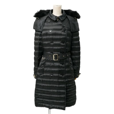 ■美品■BURBERRY バーバリー コート サイズL ブルーフォックスファー ダウンコート 中綿 ベルテッド ダブルブレスト ブランド古着【中古】20260715/RB0122