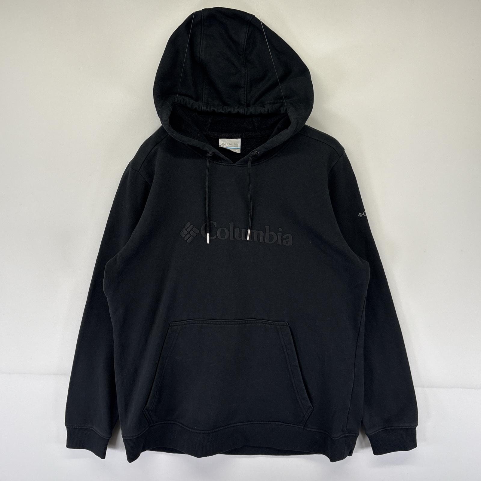 古着 コロンビア Columbia パーカー スウェット ロゴプリント プルオーバー フーディ アウトドア XL  ブラック レディース