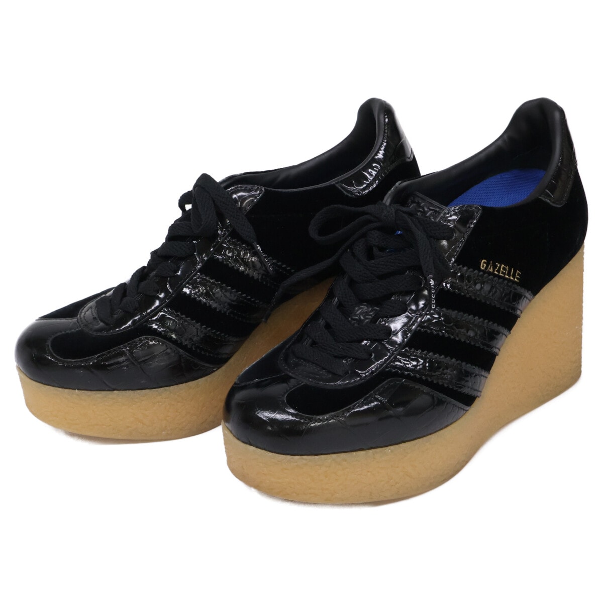 グッチ xadidas アディダス【美品】725627 GAZELLE ガゼル レザーxスエード 厚底スニーカー 36