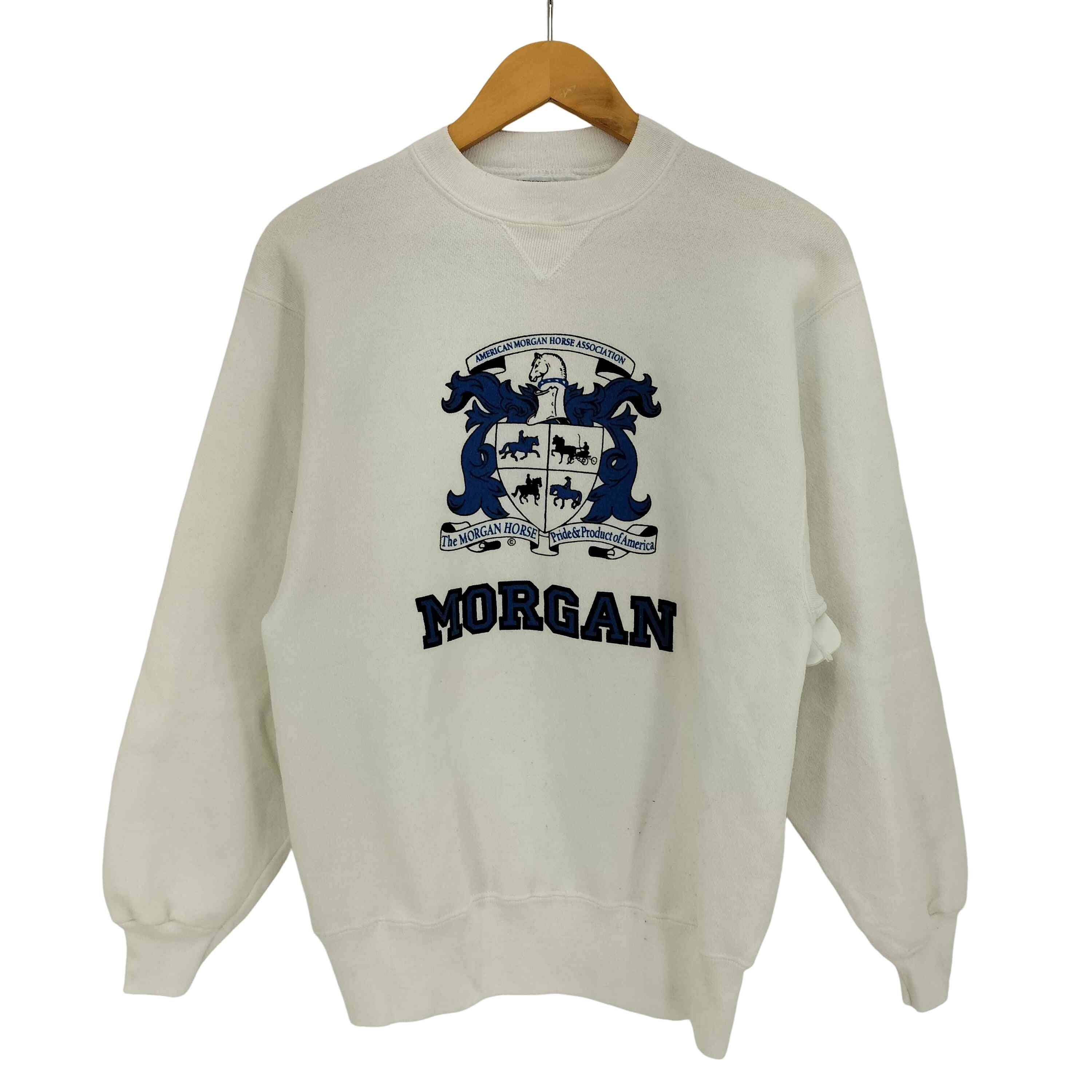 90s USA製 モーガンホースプリント 前Vガゼット スウェット【1140078217623】