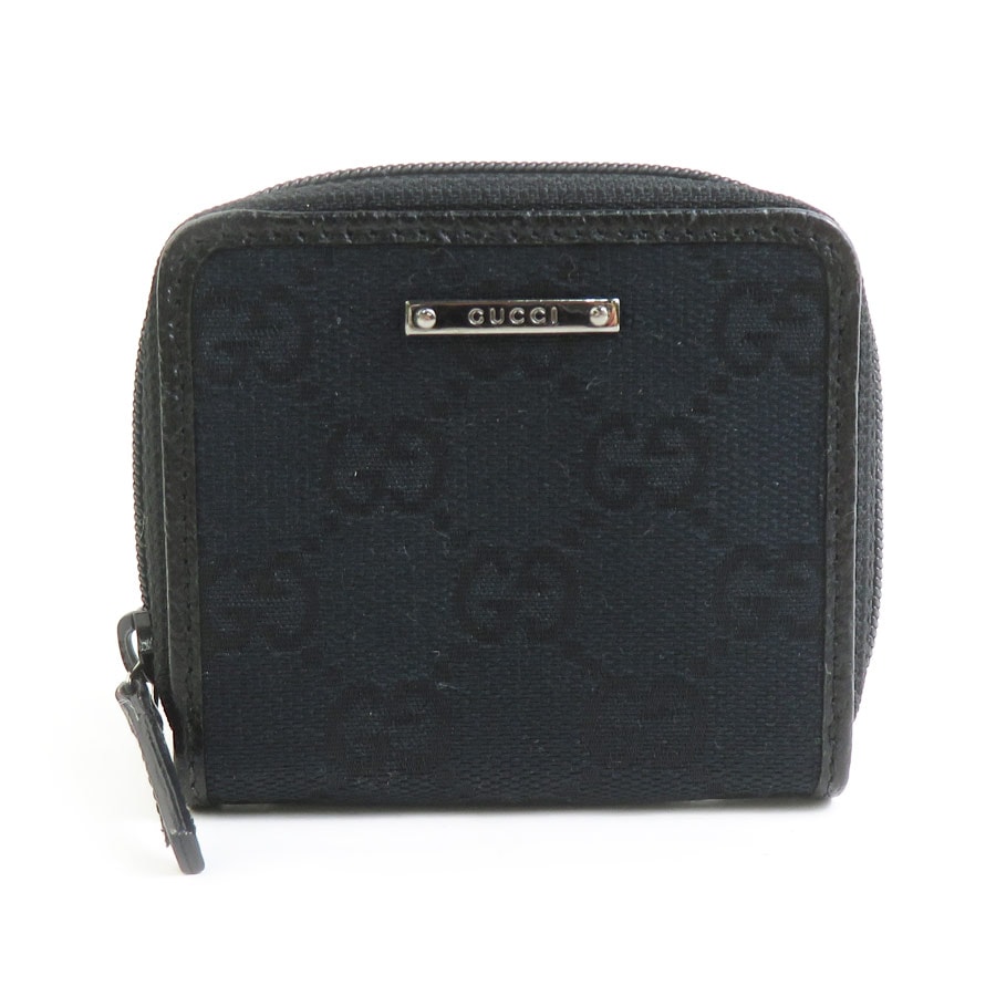 グッチ GUCCI コインケース GGキャンバス/レザー ブラック ユニセックス 115255【中古】 h31909a