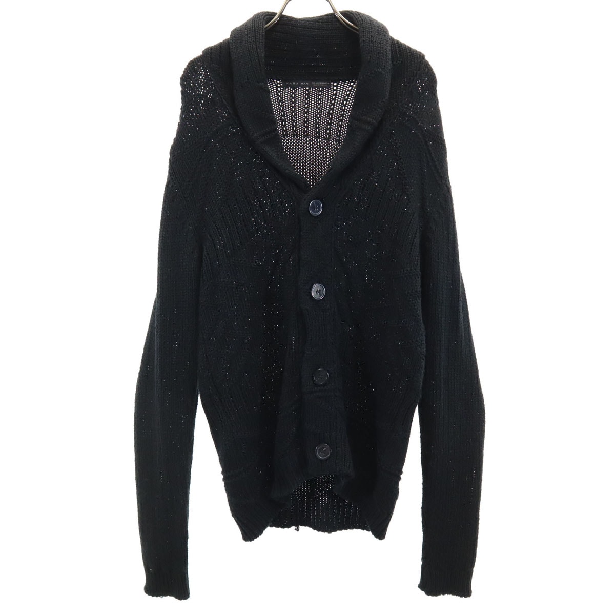 ZARA MAN ザラマン 長袖 ショールカラー ニットカーディガン M ブラック