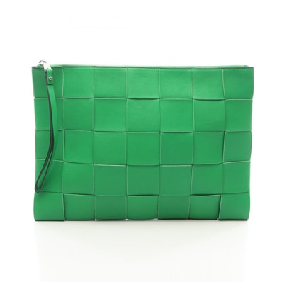 ボッテガヴェネタ BOTTEGA VENETA マキシイントレチャート クラッチバッグ セカンドバッグ クラッチバッグ バッグ レザー レディース グリーン系 【中古】