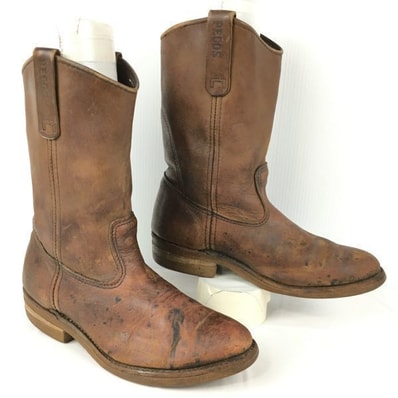 80s以前?Vintage RED WING/レッドウィング ワーク/ペコスブーツ size8E 26.0程度 ダークブラウン/茶/BROWN〉bike/Boots菅No.WN73