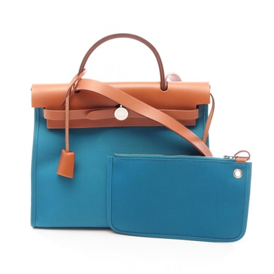 エルメス HERMES エールバッグジップPM ブルードガリス 2WAY ハンドバッグ バッグ キャンバス トワルオフィシエ / ヴァッシュハンター トワルオフィシエ ブルードガリス Y刻印(2020年製造) レディース ブルー系