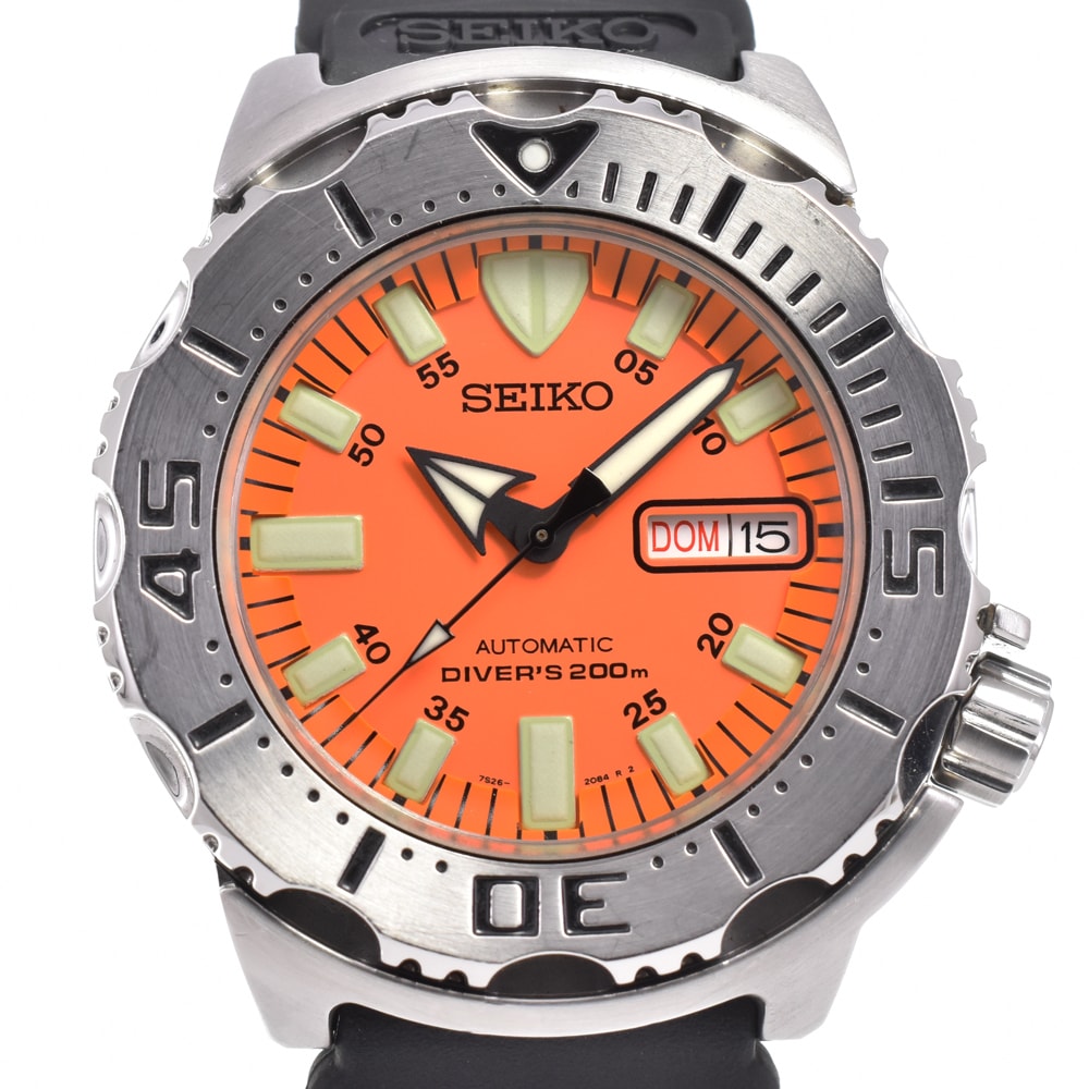 セイコー SEIKO 7S26-0350/SKX781K3 オレンジモンスター ダイバー 200m デイデイト 自動巻き メンズ 良品 内箱・保証書 腕時計 E#145891