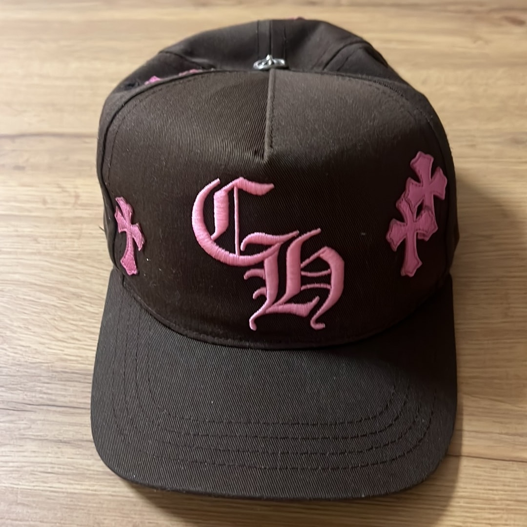 Chrome Hearts CH Hat Cross Patch Baseball Cap "Brown/Pink"