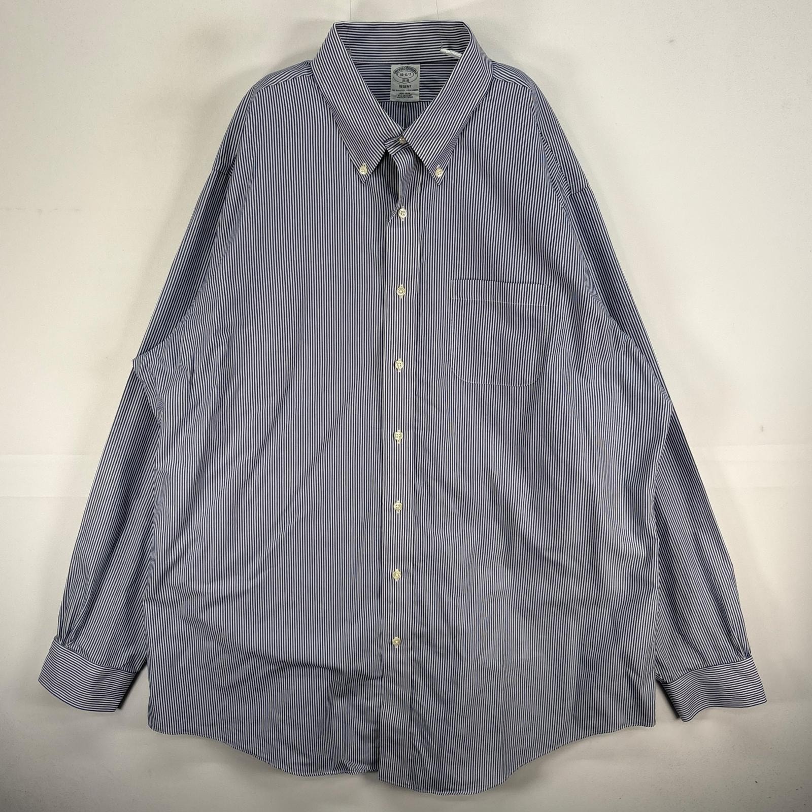 古着 ブルックスブラザーズ Brooks Brothers 長袖シャツ 胸ポケ REGENT ボタンダウン 2XL  ブルー系 ストライプ メンズ