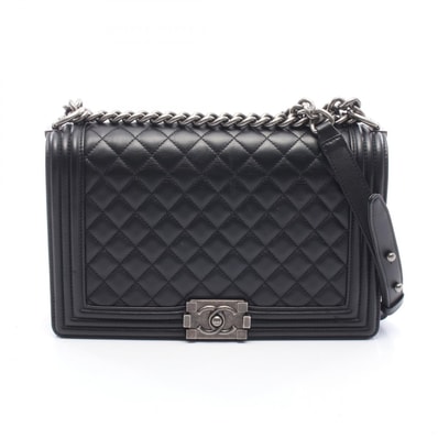 シャネル CHANEL ボーイシャネル ラージ マトラッセ ショルダーバッグ バッグ ラムスキン(羊革) レディース ブラック系 【中古】