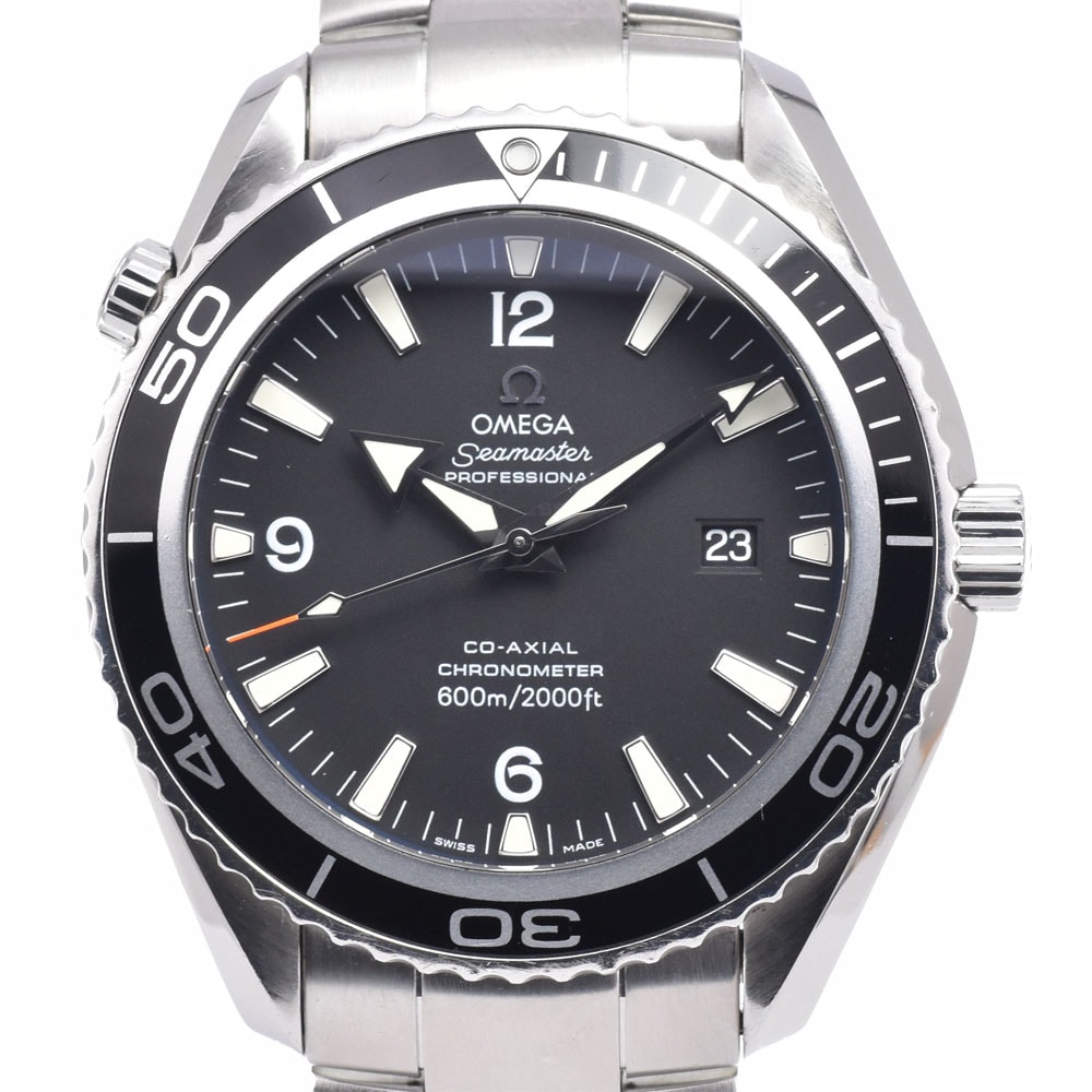 オメガ OMEGA 2200.50 シーマスター プラネットオーシャン デイト CO-AXIAL シルバー 自動巻き メンズ 良品 腕時計 A#149317
