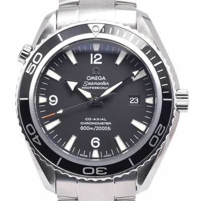 オメガ OMEGA 2200.50 シーマスター プラネットオーシャン デイト CO-AXIAL シルバー 自動巻き メンズ 良品 腕時計 A#149317