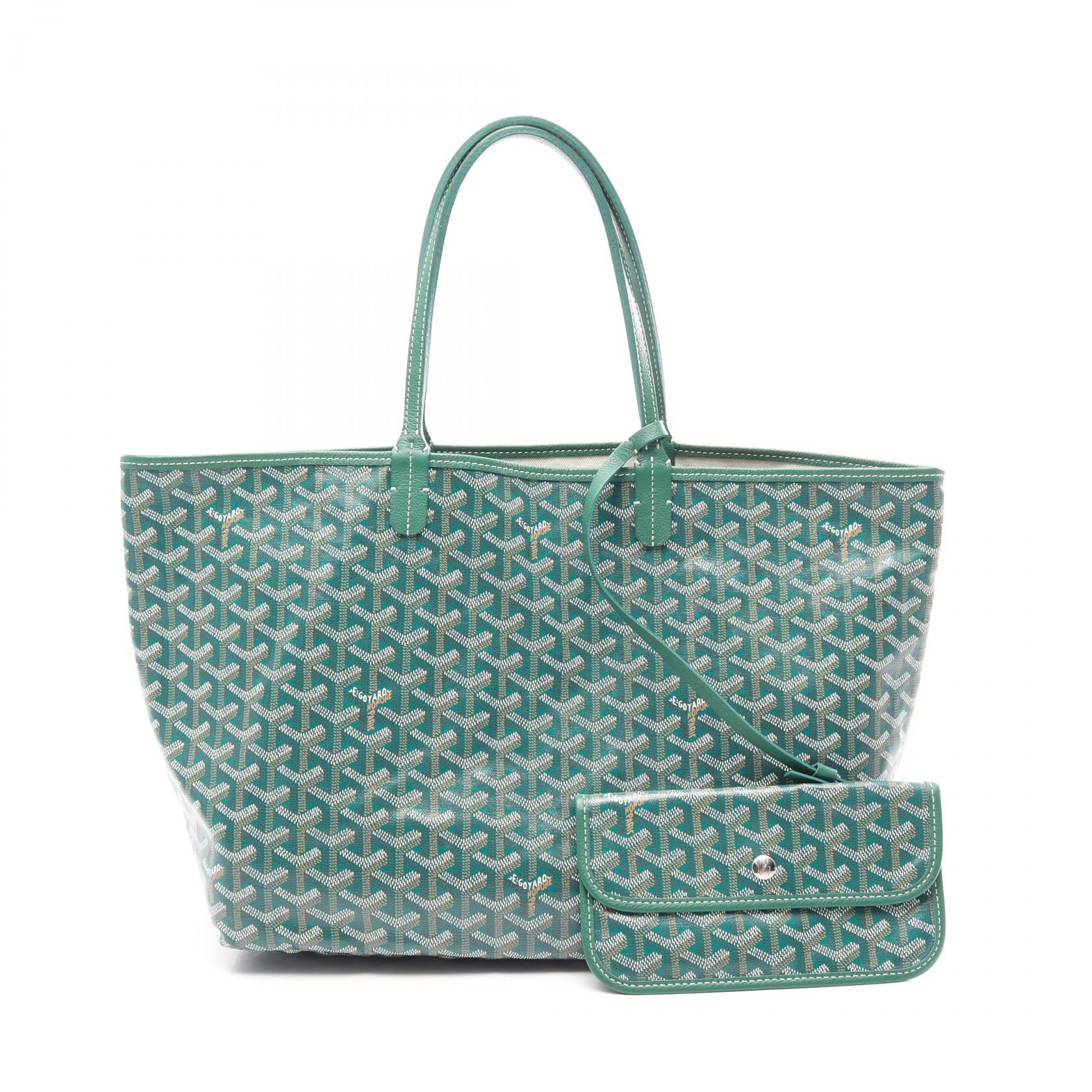 ゴヤール GOYARD サンルイPM トートバッグ バッグ PVCコーティングキャンバス レザー レディース グリーン系 / ブラウン系 / ホワイト系 【中古】