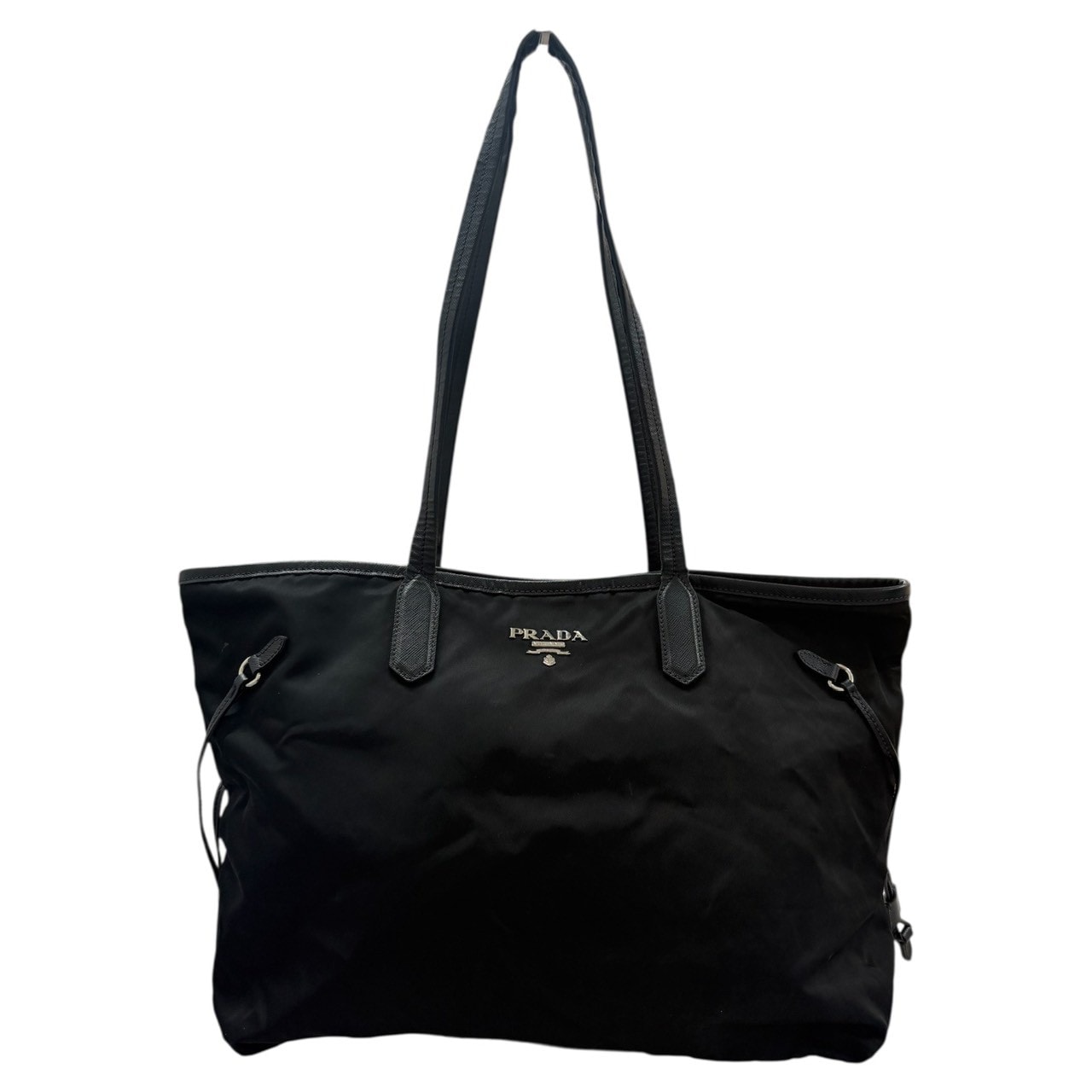 PRADA プラダ テスート サフィアーノ ブラック ナイロン レザー/ トートバッグ ショルダーバッグ S1-00033 【中古】