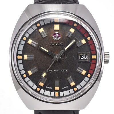ラドー RADO 11773 キャプテンクック 回転ベゼル ブラック 自動巻き メンズ 腕時計 J#147704