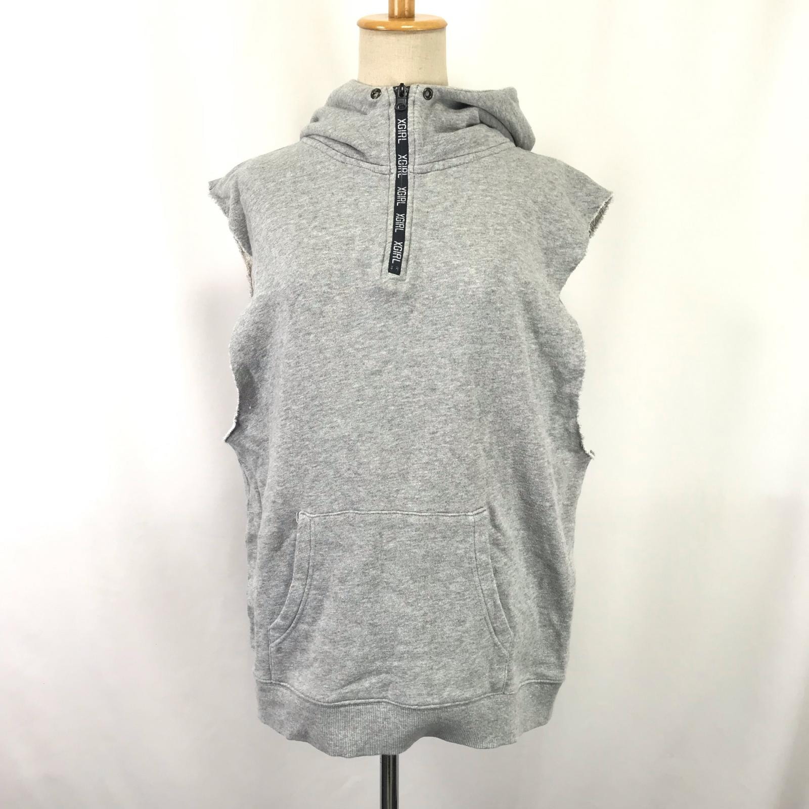 X-girl【エックスガール】 ノースリーブ/パーカー【レディースS/1/グレー/gray】スウェット/Tops/hoodie/jacket◆BJ018-a
