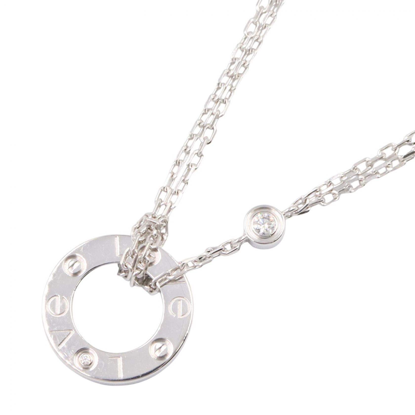 カルティエ CARTIER ラブサークル ネックレス 2PD ネックレス ジュエリー K18WG(ホワイトゴールド) ダイヤモンド レディース シルバー系 / クリア系 B7219400 【中古】