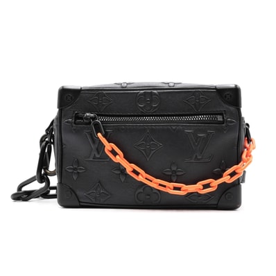 LOUIS VUITTON(ルイ・ヴィトン)ミニ・ソフトトランク ショルダーバッグ モノグラム ブラック レザー オレンジチェーン メンズ【中古】