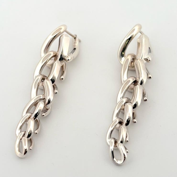 ティファニー TIFFANY&Co. ピアス フォージ ドロップ リンク 72549899 ハイポリッシュ スターリングシルバー Ag925【鑑定済み】正規品
