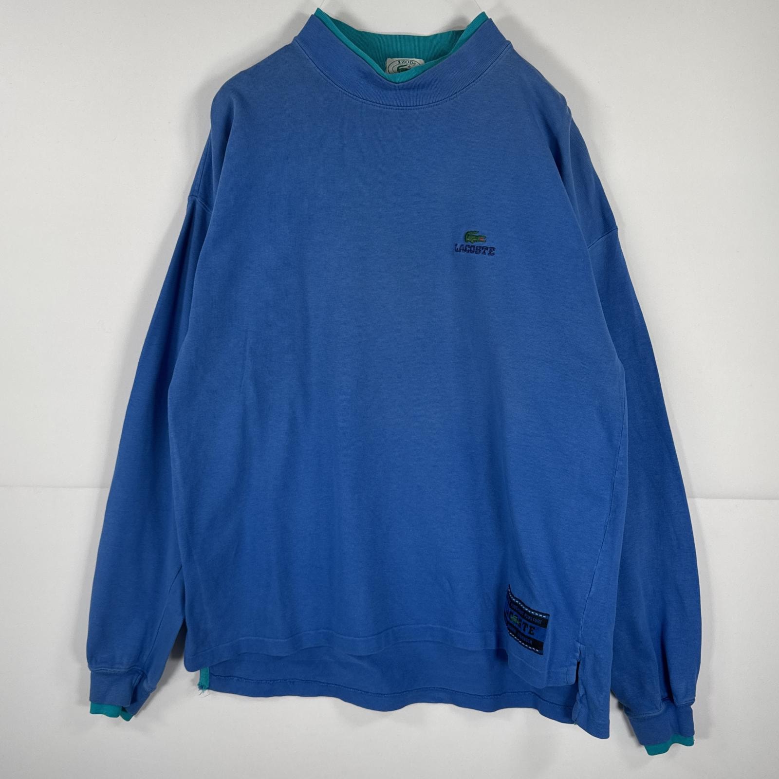 古着 80's~90's/80年代~90年代 ヴィンテージ ラコステ LACOSTE USA製 長袖 長袖Tシャツ ワンポイント ロンT レイヤード USA製  ブルー 無地 メンズ