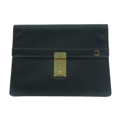 Dunhill ダンヒル クラッチバッグ キーロック レザー セカンド クラッチ バッグ ブラック系【中古】