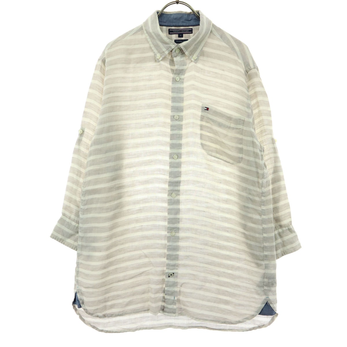 TOMMY HILFIGER トミーヒルフィガー 長袖 リネンシャツ M グレー系