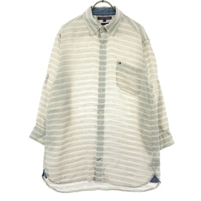 TOMMY HILFIGER トミーヒルフィガー 長袖 リネンシャツ M グレー系