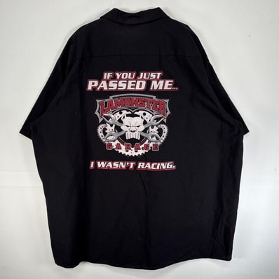 古着 レッドキャップ RED KAP 半袖シャツ ワーク 作業着 胸ポケ 大きいサイズ プリント モーターカルチャー 3XL ブラック 両面プリント メンズ