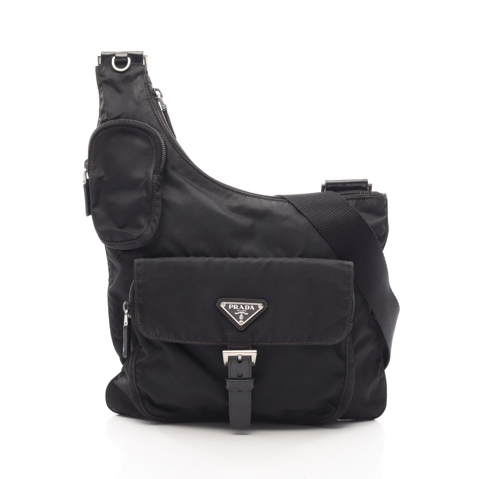 プラダ PRADA ショルダーバッグ バッグ ナイロン レザー レディース ブラック系 【中古】