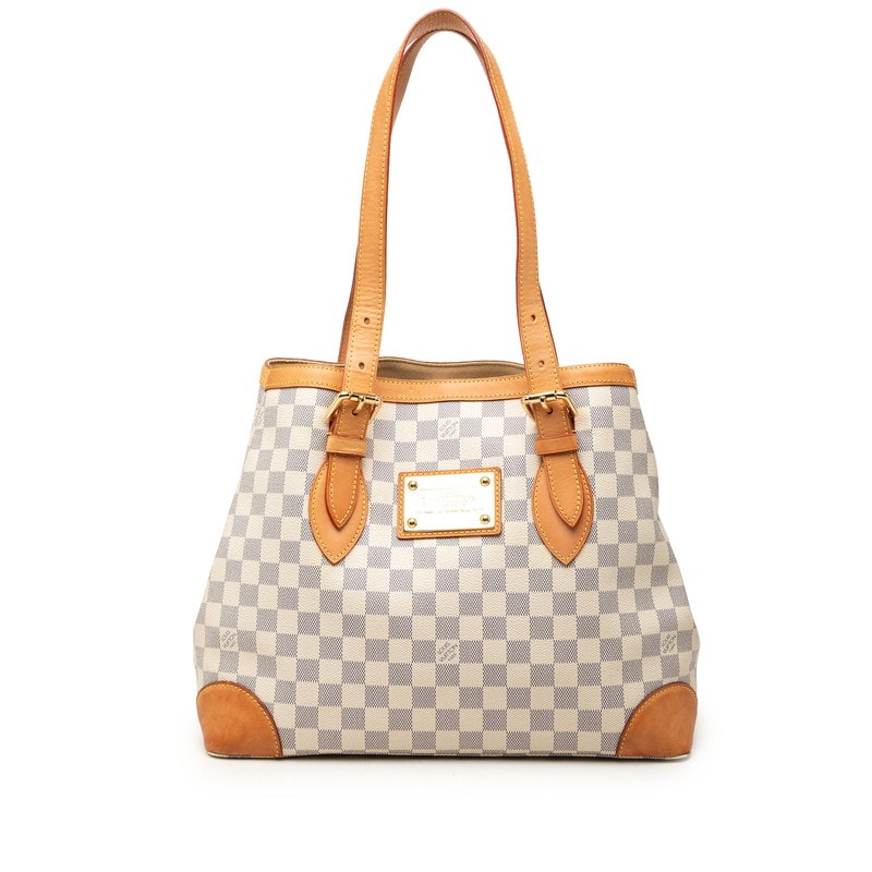 ルイ ヴィトン ダミエ アズール ハムステッドMM トートバッグ ショルダーバッグ N51206 ホワイト PVC レザー レディース LOUIS VUITTON 【中古】