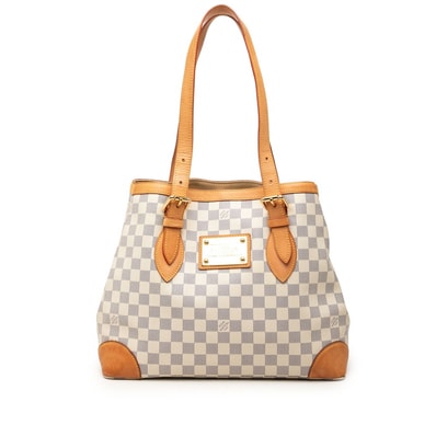 ルイ ヴィトン ダミエ アズール ハムステッドMM トートバッグ ショルダーバッグ N51206 ホワイト PVC レザー レディース LOUIS VUITTON 【中古】