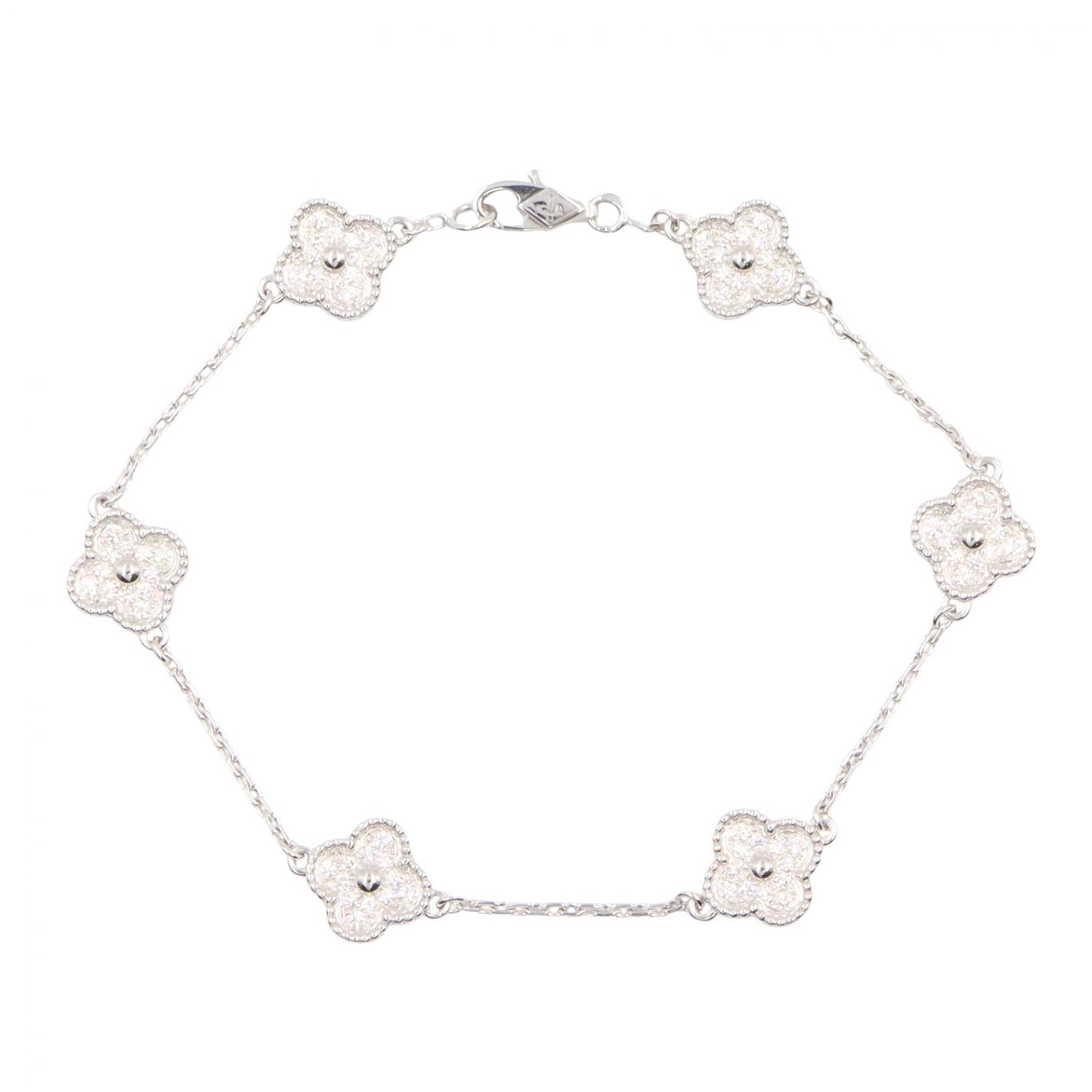 ヴァンクリーフ&アーペル Van Cleef & Arpels スウィートアルハンブラ ブレスレット 6モチーフ ブレスレット アクセサリー K18WG(ホワイトゴールド) ダイヤモンド レディース シルバー系 / クリア系 VCARO85700